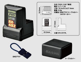 Sanwa RX-492 (FH5/FH5U, SXR Response) Waterproof Telemetry Receiver w/Internal Antenna