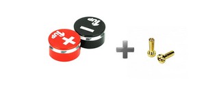 1UP Racing LowPro Bullet Plugs & Grips 4mm - Black/Red