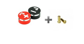 1UP Racing LowPro Bullet Plugs & Grips 5mm - Black/Red