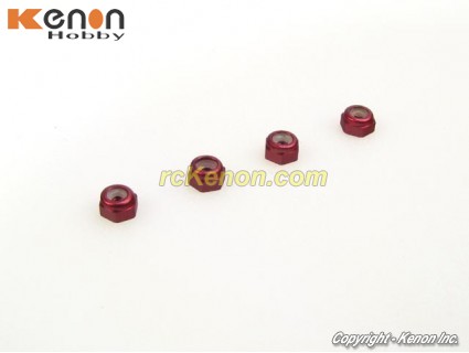 PN Racing Alm. 2mm Wheel Lock Nut - Red