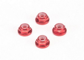 PN Racing Alm. 2mm Flanged Wheel Lock Nut - Red