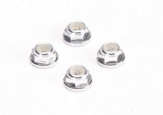 PN Racing Alm. 2mm Flanged Wheel Lock Nut - Silver