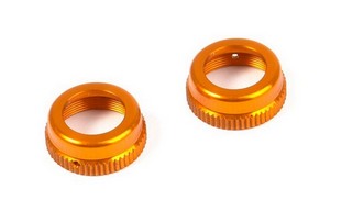 XRAY T4 Alu Shock Cap Nut with Vent Hole - Orange (2 pcs)