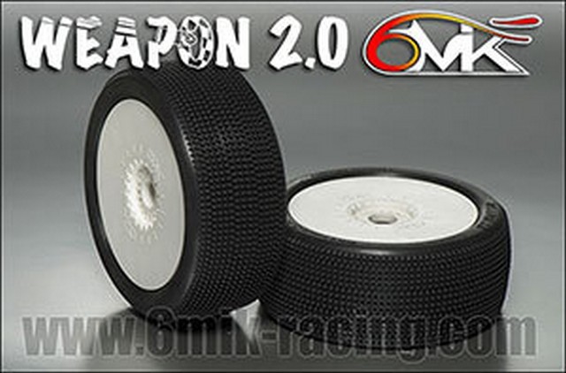 6mik-Racing TU15V - "Weapon 2.0" Tyres - Tyres glued on rims - Green compound (pair)