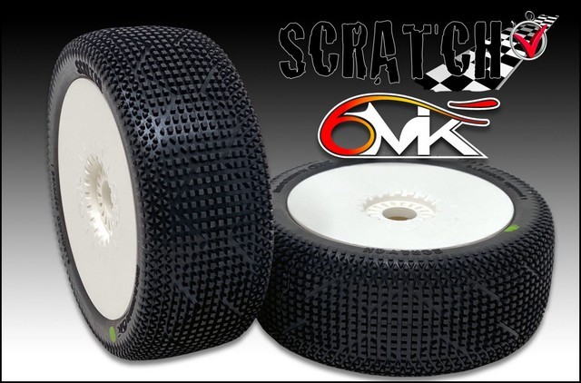 6mik-Racing TU17V - "Scratch" Tyres - Tyres glued on rims - Green compound (pair)