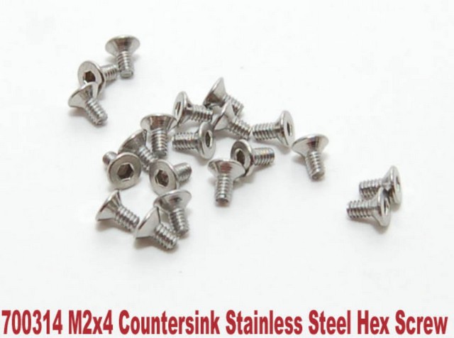 PN Racing M2x4 Countersink Stainless Steel Hex Machine Screw (20pcs)