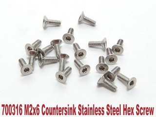 PN Racing M2x6 Countersink Stainless Steel Hex Machine Screw (20pcs)