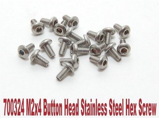 PN Racing M2x4 Button Head Stainless Steel Hex Machine Screw (20pcs) - Clicca l'immagine per chiudere
