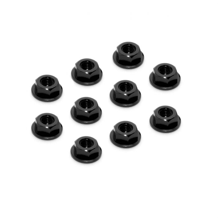 XRAY 960241-K - Alu Nut M4 with Serrated Flange - Black (10)