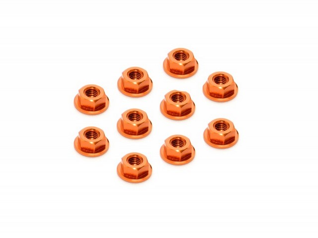 XRAY 960241-O - Alu Nut M4 with Serrated Flange - Orange (10)