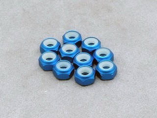 PPM-RC Racing AC-046-TB - Tninness Alu. 3mm Lock Nut (Tamiya Blue 10Pcs)