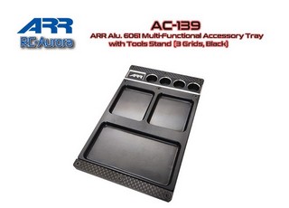 PPM-RC Racing ARR Alu. 6061 Multi-Functional Accessory Tray with Tools Stand (3 Grids, Black)