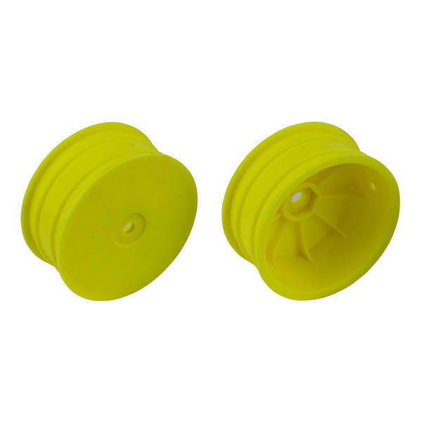 Team Associated AE92363 - 4WD Front Wheels, 2.2", 12mm hex, +1.5mm, fluorescent yellow