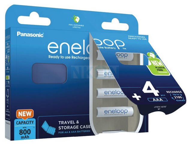 Eneloop 4 AAA Eneloop - Cardboard box - 800mAh + case