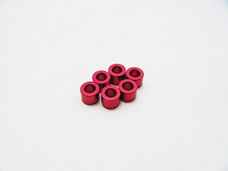 Hiro Seiko HS-48478 - 3mm Alloy Spacer Set - 3.0mm (Red, 6pcs)