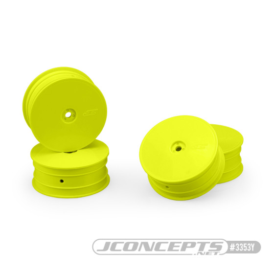 JConcepts JCO3353Y - 12mm Hex Mono 2.2 4WD Front Buggy Wheels (4) (Yellow) (22X-4, XB4, B74.1)