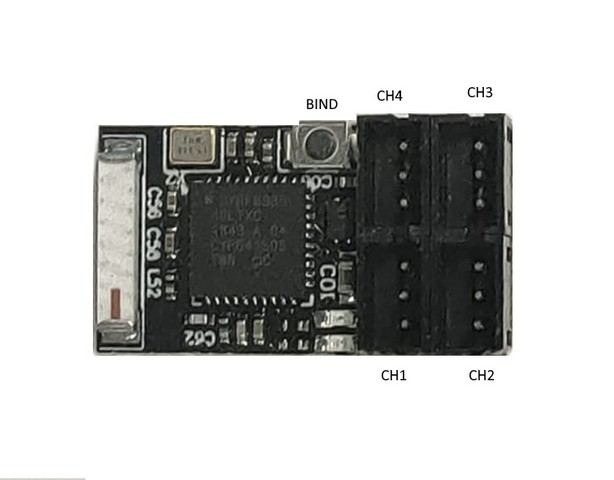 RC KEY Micro 2.4GHz FHSS-4 4 Channel receiver - Nano Antenna-Free (Sanwa compatible)