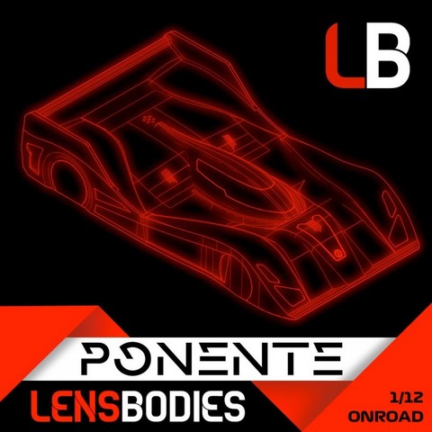 LensBodies LB12PNT-L - 1/12 Onroad Body PONENTE Ligjt Weight (0.5mm)