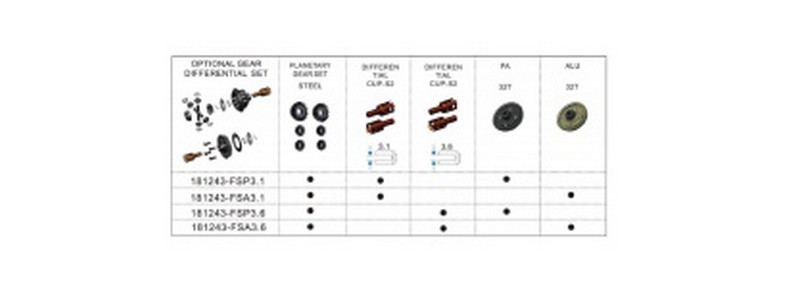 Race Opt M-181243-FSP3.1 - Gear Differential (Plastic Gear Set & Casing, 32T, CUP 3.1) - included FFV4