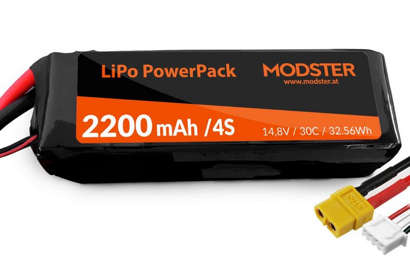 MODSTER MD11136 - LiPo Battery 4S 14,8V 2200 mAh 30C (XT60) PowerPack