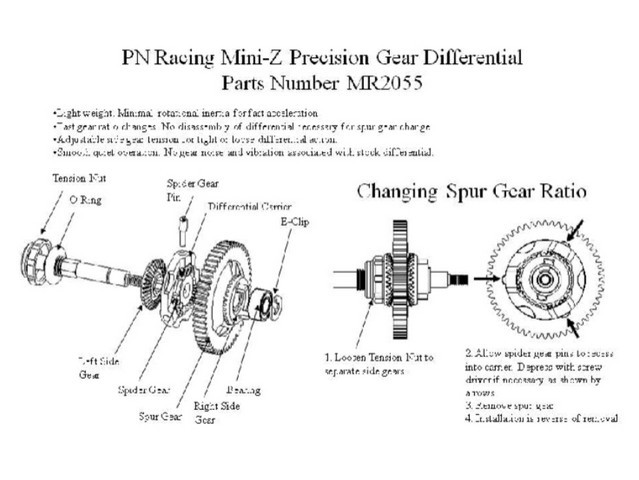 PN Racing PNWC Mini-Z Enclosed Cover Kit Spur Gear 64P 53T (Yellow) for Gear Differential