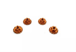 MR33 Aluminum Orange Large Serrated Flanged Wheel Nut 4mm (4pcs.)