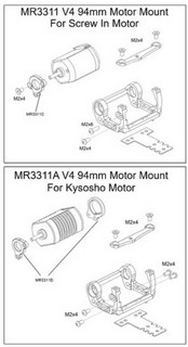 PN Racing Mini-Z V4 94mm Motor Mount for Kyosho Motor (Blue)