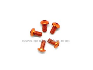 Marka Racing Viti in Alluminio (Ergal 7075) Testa Tonda M3x6 Arancione - 5 pz