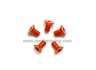 Marka Racing Viti in Alluminio (Ergal 7075) Testa Svasata M3x6 Arancione - 5 pz