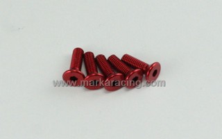 Marka Racing Viti in Alluminio (Ergal 7075) Testa Svasata M3x8 Rossa - 5 pz