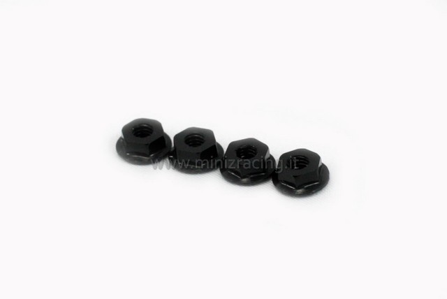 Marka Racing Dadi in Alluminio da 4mm (Nero) 4Pz