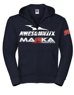 MARKA Felpa con Cappuccio e Zip Marka+Awesomatix - Blu Navy (L)