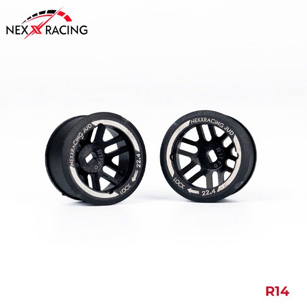 NexxRacing NXUSA-EVOAWD-R14 - JUD Carbon-fiber AWD Flanged REAR Wheels (2pcs) for Mini-Z - R14 OFFSET 0