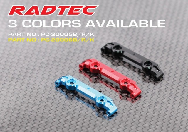 Radtec PC-20006K - Mini-Z MR-04 Front Upper Arm Mount, Wide Chassis, 1 Deg Camber (1pcs) Black