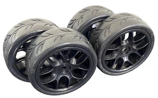 Ride 1/10 Belted Tires 24mm Pre-glued with 10 Spoke Wheel - Gray (4)