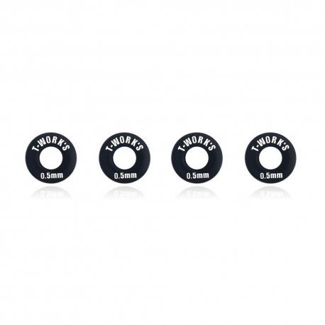 T-Work's TA-102-0.5BK Aluminum 5mm Bore Wheel Shim 0.5mm 4 pcs ( Black )