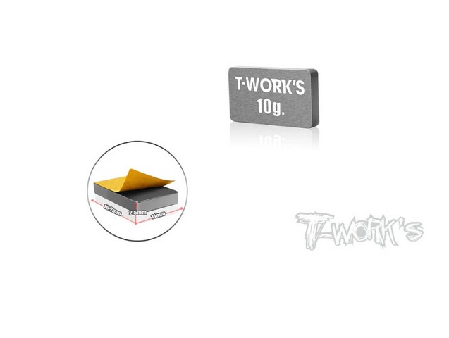 T-Work's TE-207-G - Tungsten Adhesive Type 10g Balance Weight (11 x 19,7 x 2,5mm)