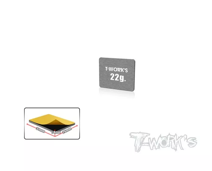 T-Work's TE-207-I - Tungsten Adhesive Type 22g Balance Weight (26 x 31 x 1,4mm) - Clicca l'immagine per chiudere