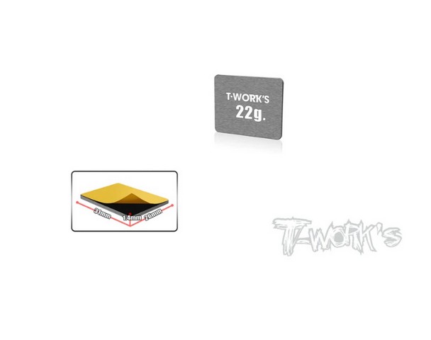 T-Work's TE-207-I - Tungsten Adhesive Type 22g Balance Weight (26 x 31 x 1,4mm) - Clicca l'immagine per chiudere