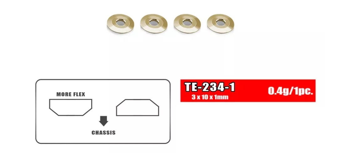 T-Work`s TE-243-1 - Brass Rollcenter Washer for Suspension Arm 3,0 x 10 x 1,0mm (4)