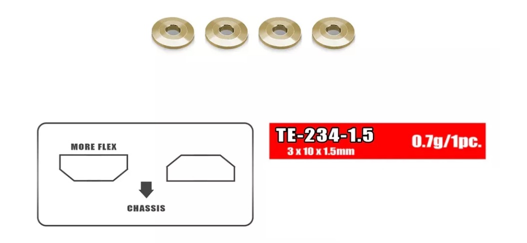 T-Work`s TE-243-15 - Brass Rollcenter Washer for Suspension Arm 3,0 x 10 x 1,5mm (4)