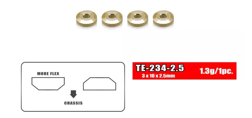 T-Work`s TE-243-25 - Brass Rollcenter Washer for Suspension Arm 3,0 x 10 x 2,0mm (4)