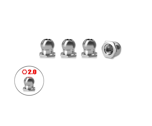 T-Work's TP-800R-F - 64 Titanium 4.8mm Pivot Ball With Thread ( For Awesomatix A800R ) 4pcs