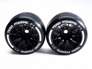 Team Powers 1:10 F1 Rubber Rear Tire Set- (Pre-Glued, Soft, 1set 2pcs)