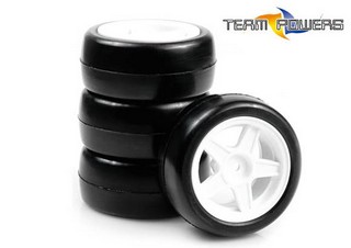 Team Powers Mini Rubber Tire Set (Pre-Glued, 32R, 1set 4pcs) - for any Tamiya M-chasis car or mini 1:10 touring car - Clicca l'immagine per chiudere