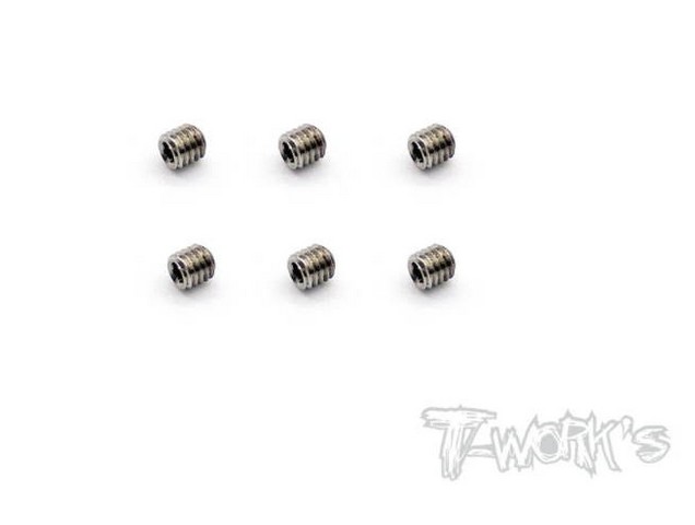 T-Work's TSS-303S - 3mm x 3mm 64 Titanium Hex. Socket Set Screw (6pcs)