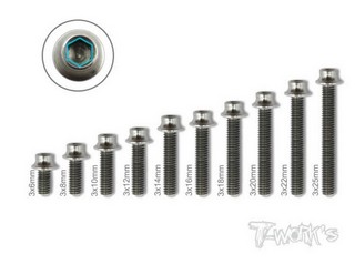 T-Work's TSS-306H - 3mm x 6mm 64 Titanium Hex. Socket Head Screw (6pcs)