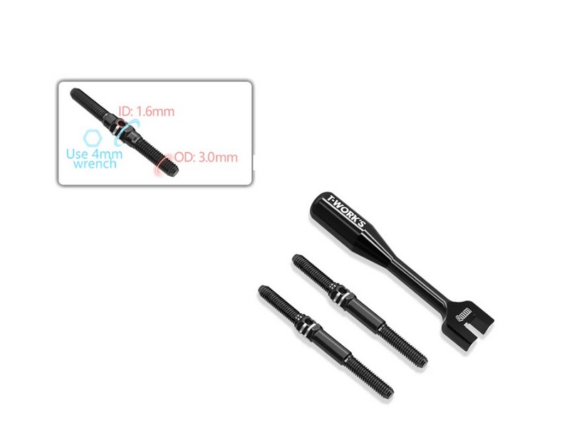 T-Works TW-TBB-X12-25 - 64 Titanium Turnbuckle Set for Xray X12-2025 - Black (2)