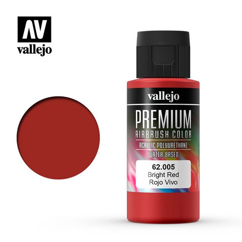 Vallejo VA62.005 - Premium RC - Bright Red (60ml Bottle)