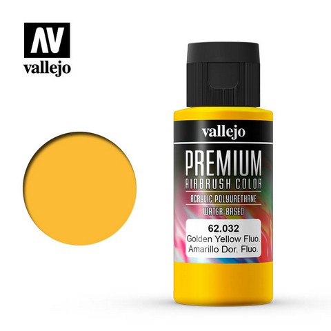 Vallejo VA62.032 - Premium RC - Golden Yellow Fluo (60ml Bottle)